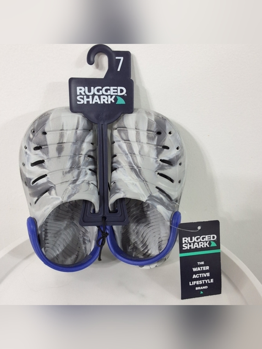 Rugged Shark Toddler Boys Grey & Blue Eva Clogs, Slip On, Size 7, New With Tag